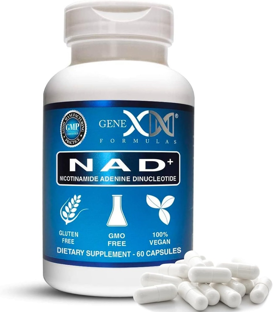 Formules Genex NAD+ 250mg Servant 60 Capsules Dinucléotide de Nicotinamide Adenine (le NAD+ réel n'est pas un précurseur) (1)