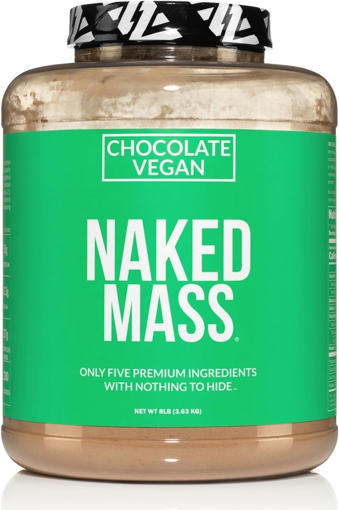 NAKED Masse végétalienne - Chocolat Vegan gainer de poids - 1 280 calories, non-OGM, sans soja et sans gluten, sans ingrédients artificiels - 8LB en vrac - 11 portions