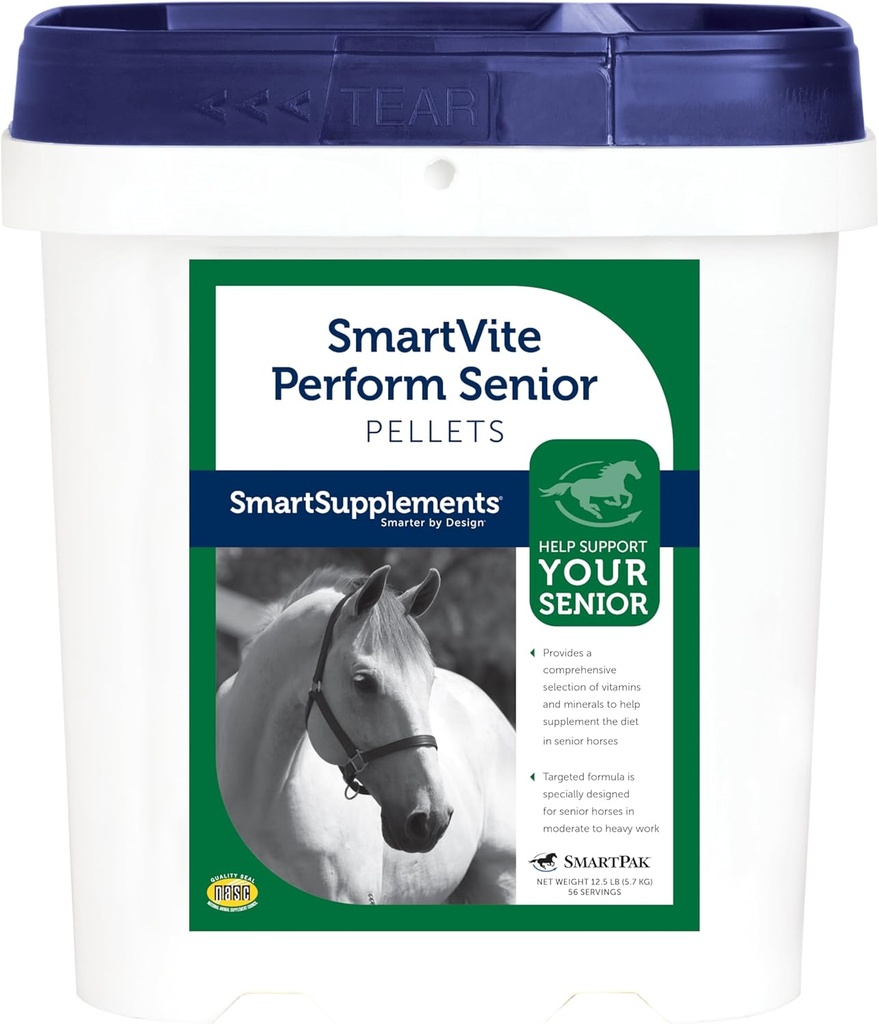 SmartVite Perform Senior Pellets de la vitamine E, supplément de magnésium pour les chevaux seniors.