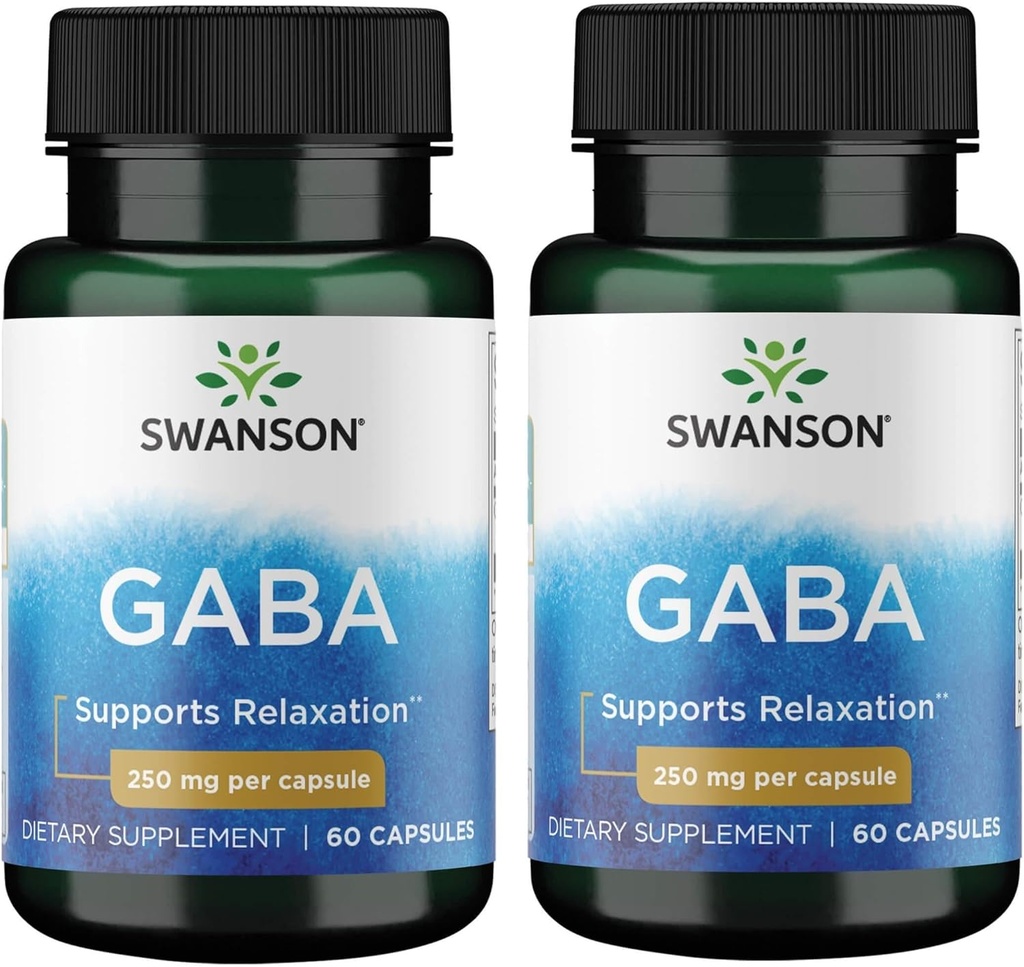 Swanson GABA Gamma Amino Acidbutyric Acid 250 Milligrammes 60 Capsules (2 Pack)