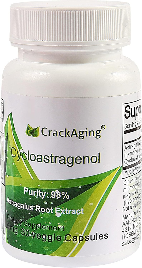 Craquage Super Absorption Cycloastragenol 98% de Telomere allongement Suppléments d'Immune Booster d'Immune telomere Nutritionnel 5mg 30 Capsules