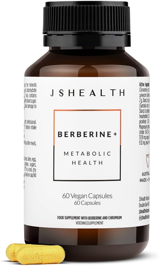 JSHealth Vitamines Formule Berberine+ — Supplément Berberine pour la santé métabolique — Végétaux, sans gluten et non OGM. (60 comprimés)