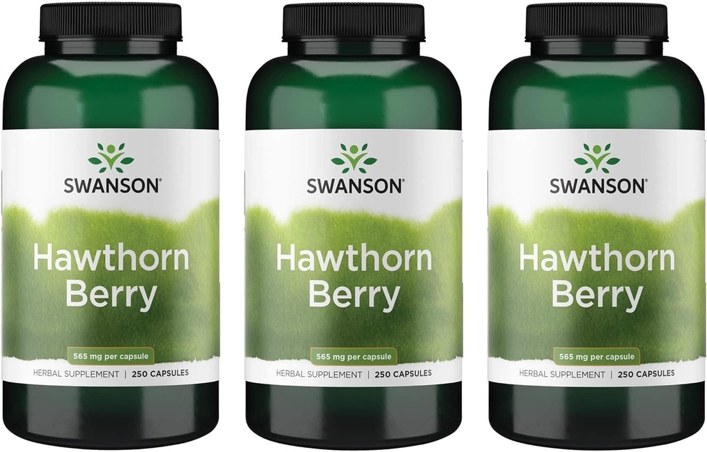 Swanson Hawthorn Berry Supplément- Flavonoïdes antioxydants (250 gélules, 565 mg chacune) 3 boîtes