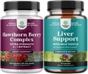 Ensemble de capsules de Berry Hawthorn Extra Strength - Supplément de digestion d'extrait et de santé cardiaque et formule de nettoyage et de désintoxication et de réparation du foie - Supplément de soutien du foie à base de plantes