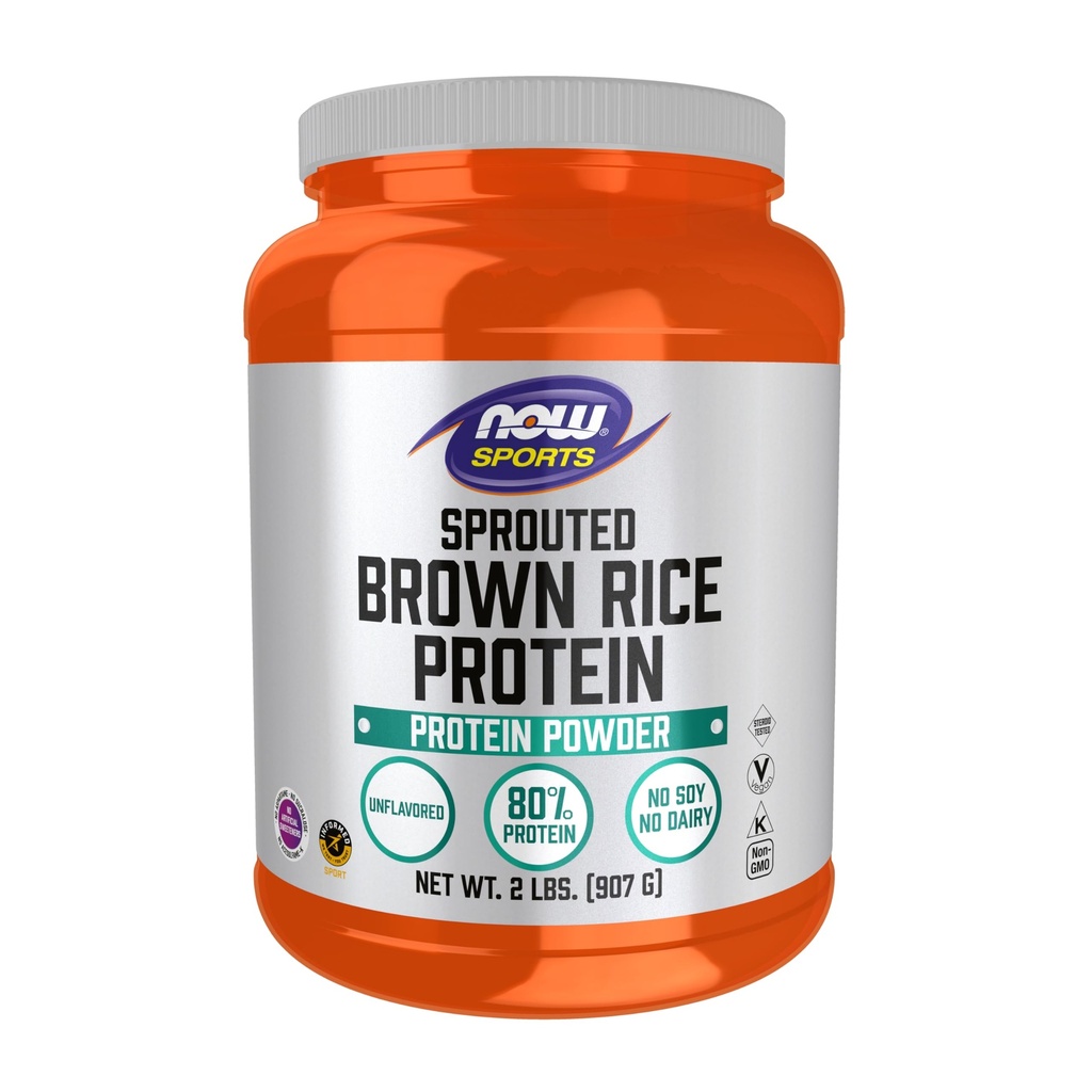 MAINTENANT Aliments Sports Nutrition, Protéines de riz brun germé, 80% Protéines, Poudre non aromatisée, 2-Pound