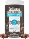 Bellway Super Fibre + poudre de protéines, supplément de fibre de psyllium organique sans sucre avec 20g de protéines végétales par portion, chocolat riche, 12,7 oz
