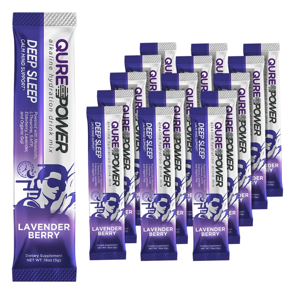 QURE Deep Sleep Aid Drink Mix w/ 5mg Melatonine & L-Theanine pour le soulagement du stress.