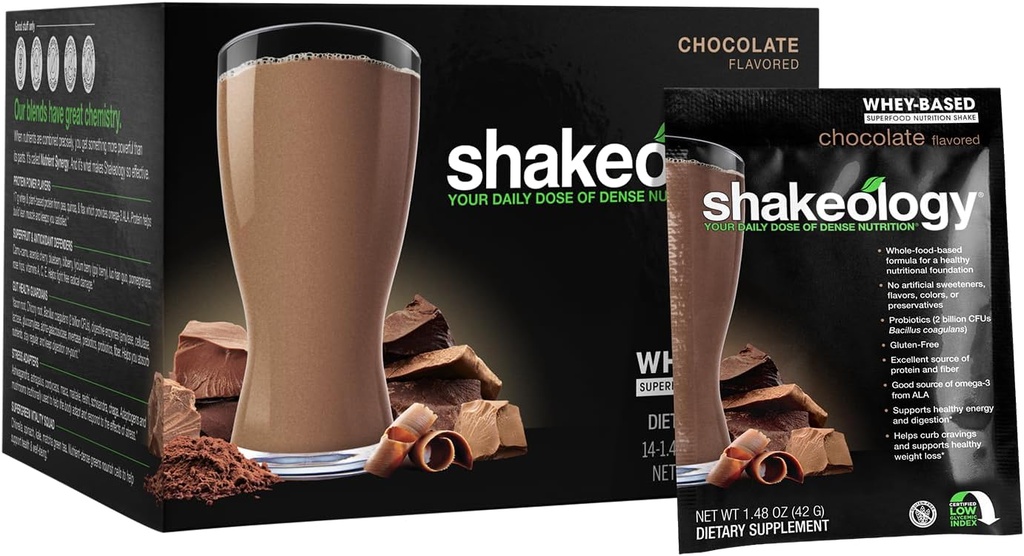 BODi Shakeology Poudre de protéines à base de lactosérum – Superfood sans gluten agiter avec des vitamines et des minéraux – aide à soutenir la perte de poids saine et la santé des git, chocolat, 14 paquets individuels