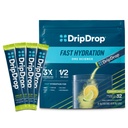 Paquets d'hydratation DripDrop - Lime citron - Mélange de boissons en poudre d'électrolytes à usage unique - Non-OGM, sans gluten, végétalien - 32 bâtonnets