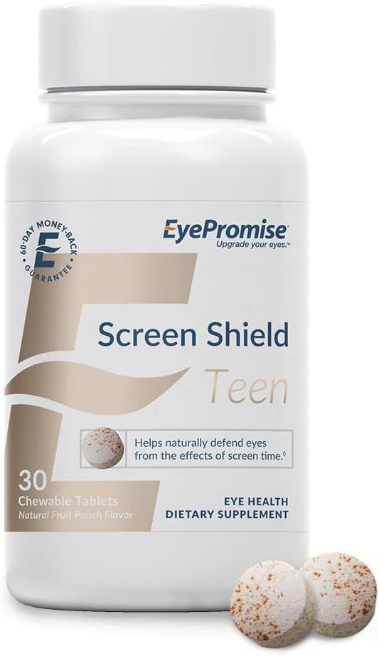 Bouclier d'écran EyePromise Vitamine pour les yeux - 30 mois, 30 jours d'approvisionnement - Supplément pour les yeux à croquer pour les enfants avec Zeaxanthin, Lutéine, Zinc et vitamines pour les yeux fatigués et entraînés