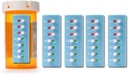 Take‐n‐Slide Peel and Stick Reutilisable for 12 + Recharges, Pill/Medication/Vitamine/Pet Med Tracker & Rappel, Joindre à votre bouteille, sans organisateur, courbée-Retour (Blue, 5-Pack)