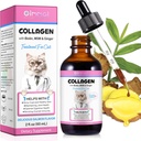 Collagen for Cats, Cat Collagen Liquid Drops for Cats with Biotin, MSM & Ginger Digestive & Immunity Support, Itch Relief, Skin & Coat and Joint Health, Cat Supplement 60ml ﻿