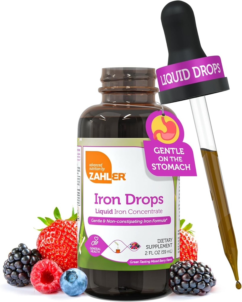 Zahler gouttes de fer, concentré liquide, doux et non constipant formule de fer, 2 Fl OZ