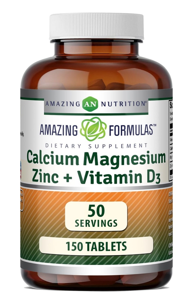 Formules étonnantes Calcium Magnésium Zinc + Supplément D3 150 Comprimés non-OGM