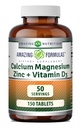 Formules étonnantes Calcium Magnésium Zinc + Supplément D3 150 Comprimés non-OGM