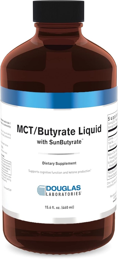 Douglas Laboratories MCT/Butyrate Liquid with SunButyrate (en anglais seulement) Fournit de l'acide caprylique hautement concentré et de l'acide butyrique dans un liquide agréable (en anglais seulement) 15,6 fl. oz.