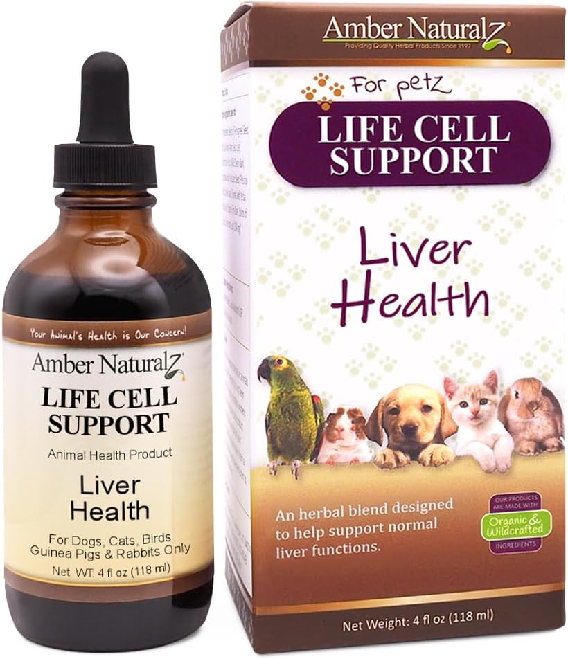 Amber NaturalZ Life Cell Support Herbal Supplement for Dogs, Cats, Birds, Rabbits, and Guinea Pigs | Supports Normal Liver Function and Lymphatic Health | Natural Aid for Detoxification