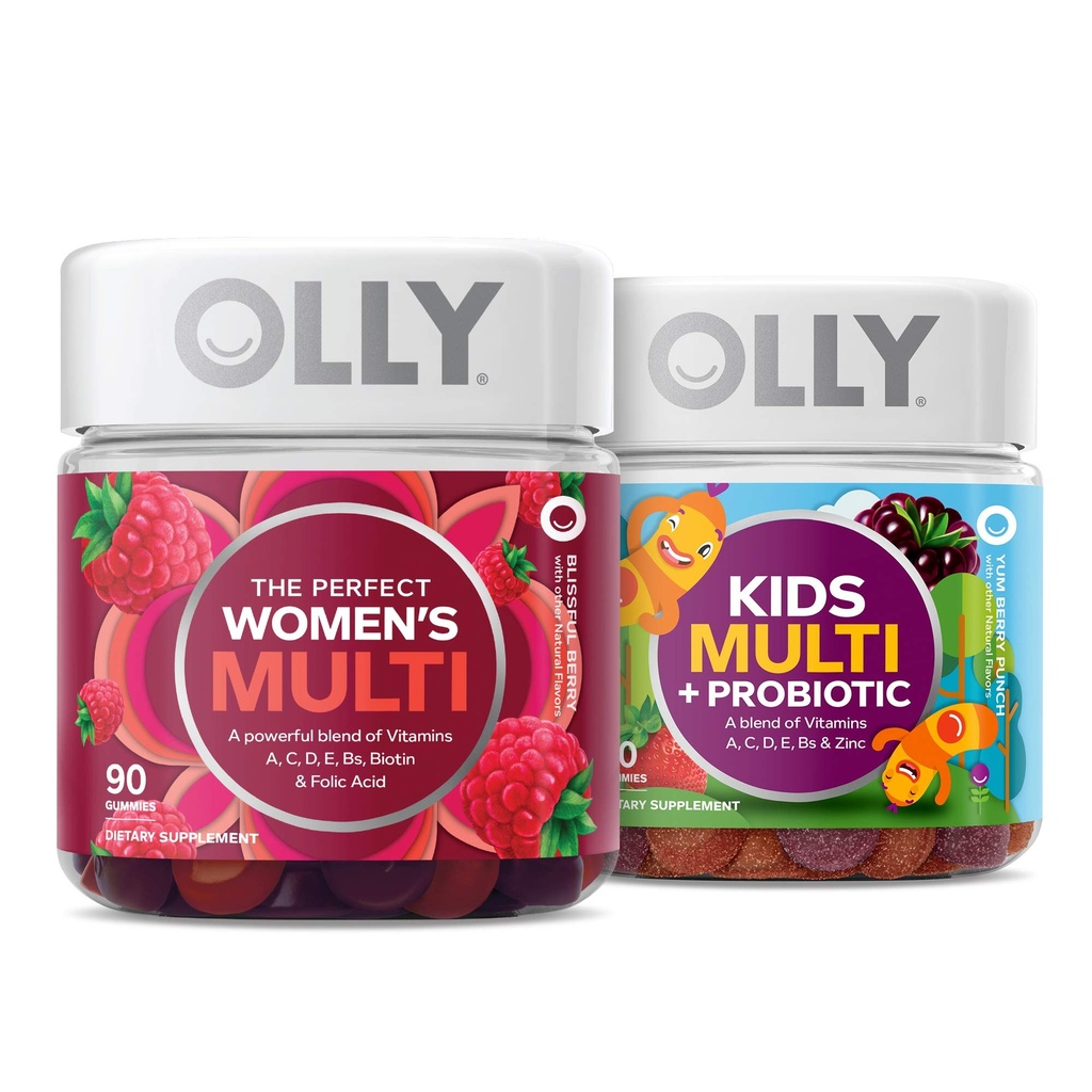 OLLY Le pack familial multi et multi et multi-probiotique pour enfants, 2 comtes, supplément à croquer