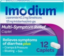Imodium Multi-Symptome Relief Caplets, Loperamide Hydrochloride et Siméthicone Anti-Diarrhée Médecine pour soulager la diarrhée, le gaz, le gonflement, les crampes et la pression, HSA/FSA Admissible, 12 ct