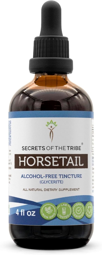 Secrets of the Tribe Horsetail Tincture Alcohol-Free Extract, Horsetail (Equisetum arvense) Dried Herb 4 OZ