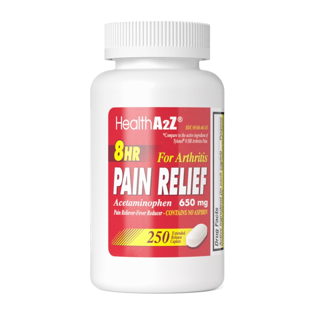 HealthA2Z® Pain Relief Release Extended Release (en anglais seulement) Acétaminophène 650mg) 8 heures (250 Caplets)