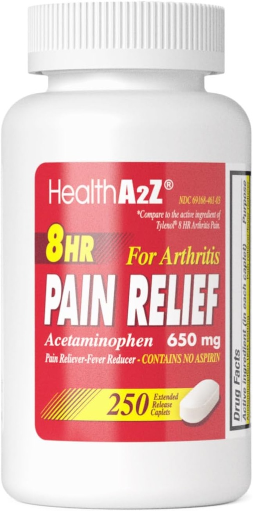 HealthA2Z® Pain Relief Release Extended Release (en anglais seulement) Acétaminophène 650mg) 8 heures (250 Caplets)