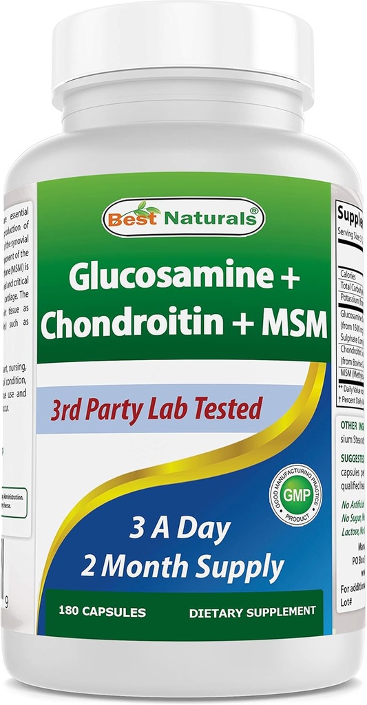 Meilleurs naturels Glucosamine Chondroïtine et MSM (non-OGM) - Promotion de la santé conjointe - 180 Compte