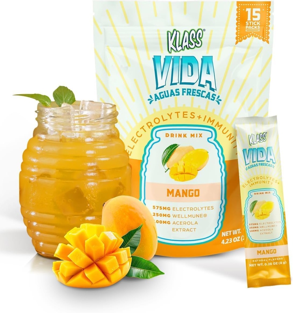 Hydratation + Immunity Mélange de boissons électrolytiques – Mango Agua Fresca Flavor.