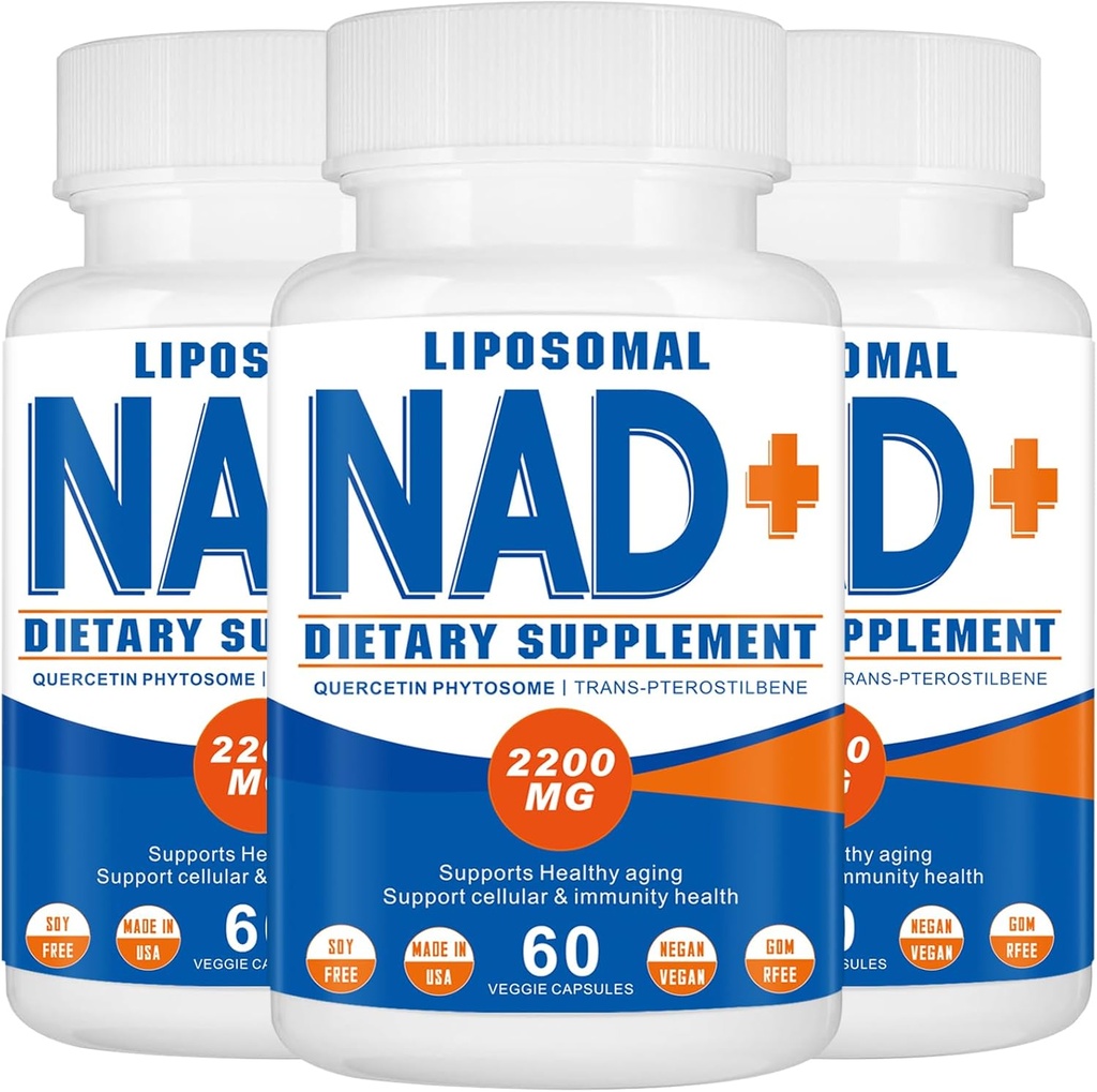 2200mg NAD liposomique + Supplément, Supplément NAD pour l'énergie cellulaire, Defèse du vieillissement,180 capsules