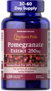 Puritan's Pride Premium Pomegranate Extract 250mg, supplément alimentaire pour la santé antioxydante et le vieillissement en santé, 40% acide ellagique,120 capsules à libération rapide (paquetage mai vary)