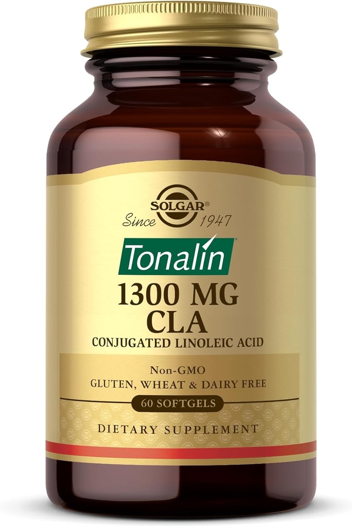 Solgar Tonaline CLA 1300 mg - 60 Softgels - Acides linoléiques conjugués - Non-OGM, sans gluten, sans produits laitiers - 60 portions