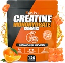 Gommies monohydratées de créatine pour les hommes et les femmes, 4g de monohydrate de créatine par service pour la puissance maximale, performance, sans sucre, végétalien, supplément de pré-entraînement(120 comte)-Orange