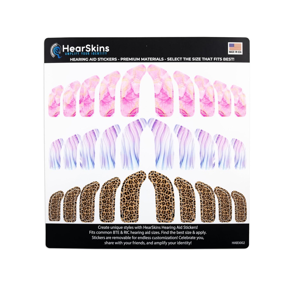 Stickers Aide auditive Skins, S'adapte BTE et RIC Tailles de l'aide auditive universelle - Personnalisation sans fin! Choisissez parmi Plusieurs et amplifiez votre identité! (Marble)