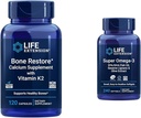 Life Extension Bone Restore + Vitamine K2 Vitamines et minéraux Maintenir la santé et la force des os et Super Omega-3 EPA/DHA Huile de poisson, sésame Lignans et extrait d'olive