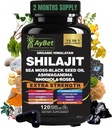 Shilajit for Men and Women-Organic Himalayan Shilajit Capsules with Sea Moss, Black Seed Oil, Ashwagandha, Rhodiola Rosea, Burdock, Cordyceps Mushroom, Ginseng, Turmeric, Ginger, 120 Capsules