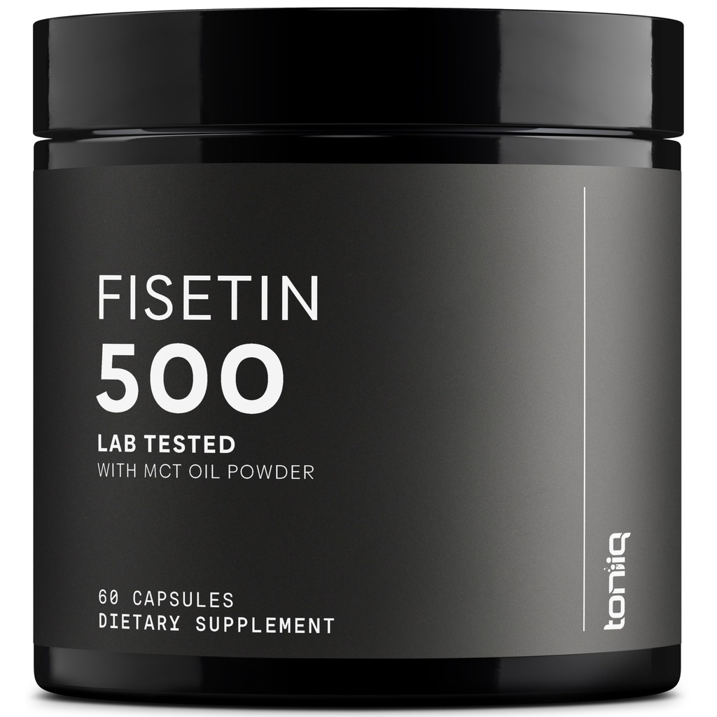 Toniiq Fisétine Ultra Haute Pureté 500mg - 98%+ Higly Purified & Bioavailable Supplément de Fisetin avec l'huile MCT pour l'absorption - Suppléments sénolytiques testés de troisième partie pour le soutien du vieillissement - 60 capsules