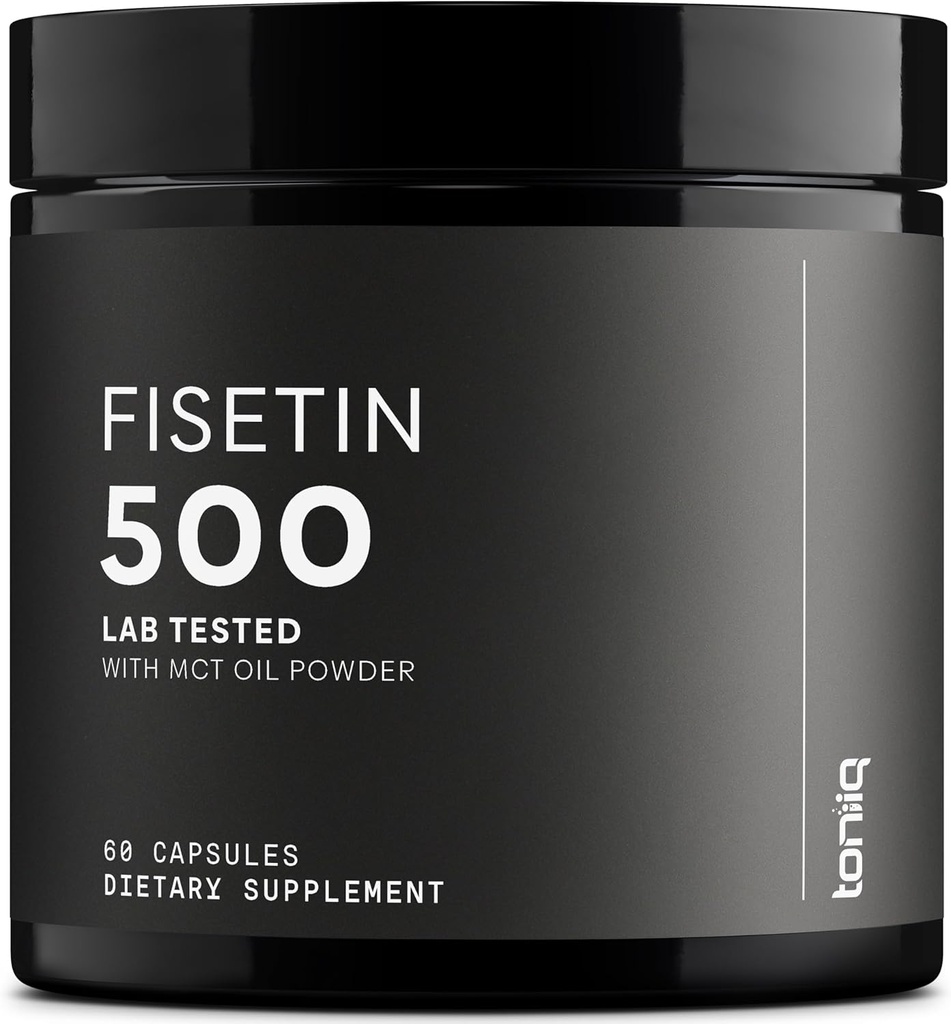 Toniiq Fisétine Ultra Haute Pureté 500mg - 98%+ Higly Purified & Bioavailable Supplément de Fisetin avec l'huile MCT pour l'absorption - Suppléments sénolytiques testés de troisième partie pour le soutien du vieillissement - 60 capsules
