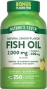 L'huile de poisson de vérité de la nature 2000 mg de 600 mg d'oméga 3 de 250 Softgels