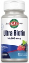 KAL Ultra Biotin 10000mcg ActivMelt, supplément de croissance des cheveux, vitamine B7 de haute puissance pour les cheveux sains, la peau, les ongles et le soutien énergétique, végétarien, naturel mélange de saveur de baie, 60 portions, 60 micro comprimés