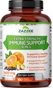 Zazzee Extra Strength 8-in-1 Immune Support, 1400 mg par Capsule, 180 Capsules Vegan, 1000 mg Vitamine C, 1000 UI D3, Zinc, Elderberry, Echinacea, Goldenseal, Turmeric, Astragalus, Fabriqué aux États-Unis