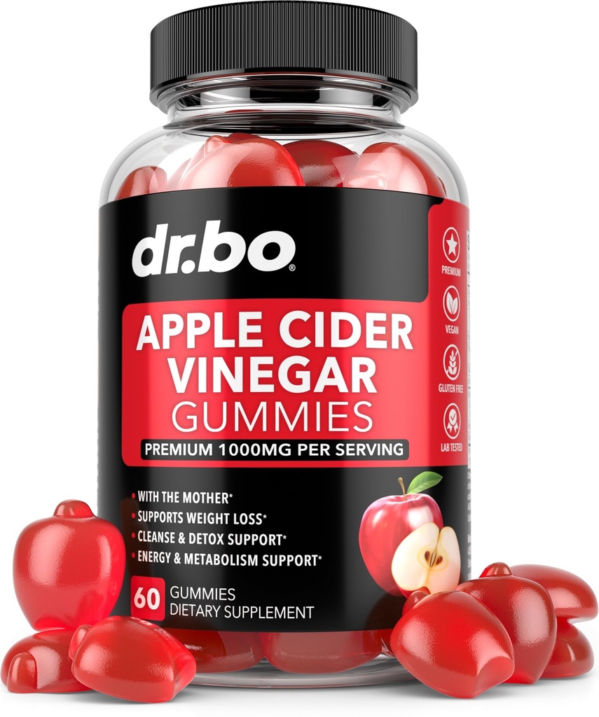 Gommies de vinaigre de cidre de pomme ACV - Support naturel pour la perte de poids avancée, détox, nettoyage, digestion plus santé Gummies - Suppléments de vinaigre de cidre de pomme 1000MG Gummy avec la mère