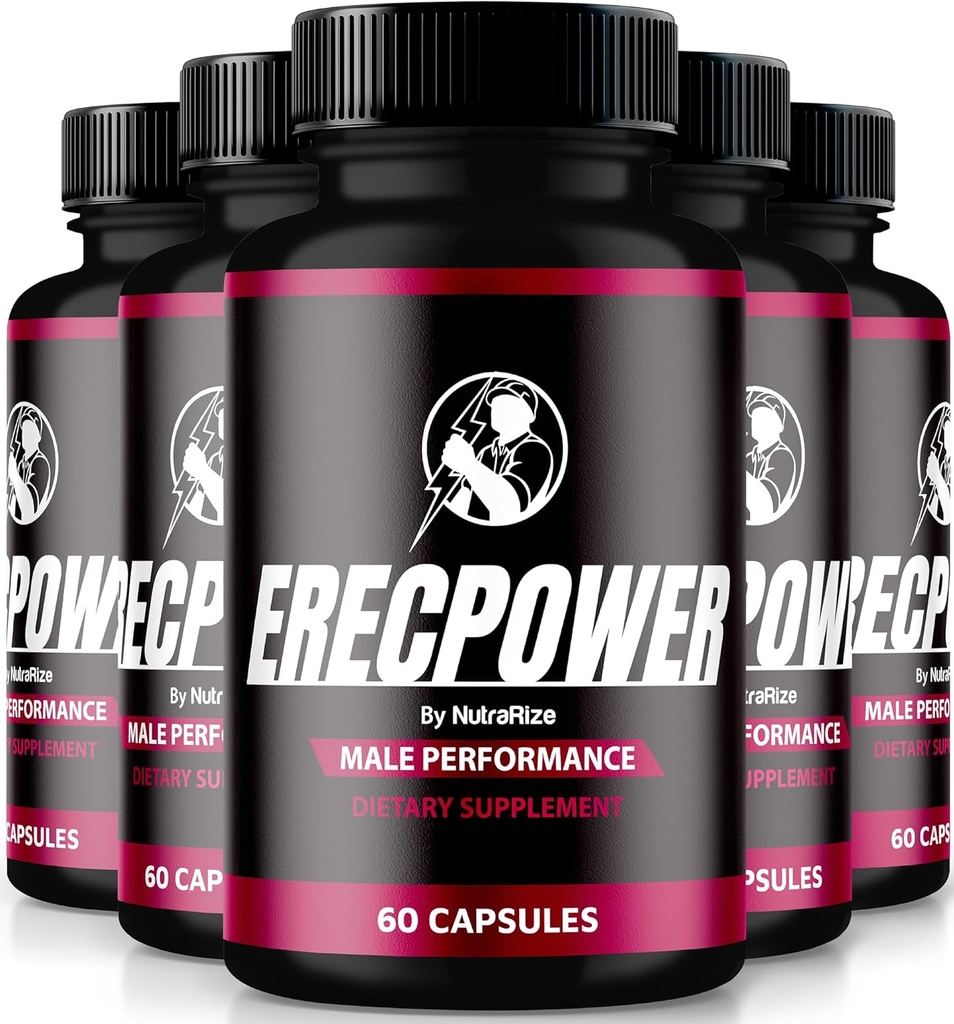 (5 Pack) ErecPower for Men, Official ErecPower Pills, Natural Male Supplement to Fuel Energy and Support Overall Health, Erec Power for Performance, Review (300 Capsules)