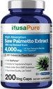 NusaPure Saw Palmetto 20:1 Extrait, 200 mg Équivalent à 4 000 mg par Veggie Caps 200 Compte Non-OGM, Vegan, Végétarien, Biopérine