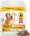 Extraordinaire Omega 3 pour les chiens - Omega 3 Huile de poisson pour les chiens Supplément pour le soulagement de la peau démangeaison pour la peau sèche et les taches chaudes et manteau de couverture avec l'EPA et les acides gras DHA - 90 saumons mous