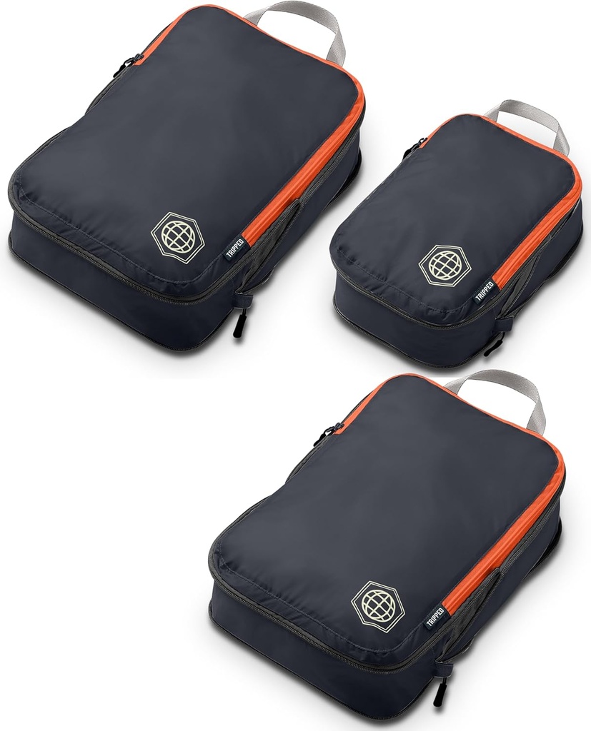 Ensemble de cubes d'emballage de compression pour les voyages - Organisateur de vêtements légers et durables pour bagages et valises de transport TRIPPED