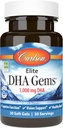 Carlson - Elite DHA Gems, 1000 mg DHA, soutient la fonction et la vision du cerveau sain, 30 gels mous