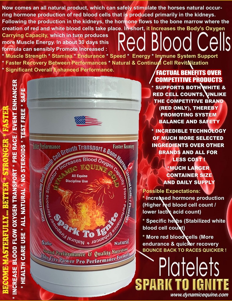 Spark to Ignite...Blood Oxygénation Natural Fire Power Pro Enhancer Performance. Stimule naturellement l'hormone EPO pour stimuler les performances.