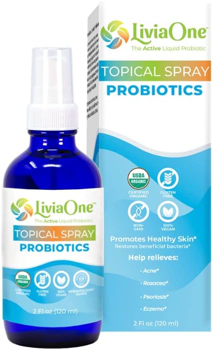 Vaporisateur de probiotiques liquides thématiques LiviaOne, probiotiques organiques certifiés USDA, probiotiques végétaliens sans gluten et sans allergène, non OGM et crus, 2 Fl Oz (paquet de 1)