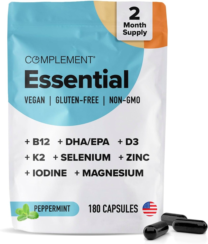 Complément Multivitamine végane essentielle pour les hommes et les femmes (60 portions, 180 capsules) avec Omega-3 DHA & EPA, B12, Vitamine D3 & K2, zinc, sélénium, magnésium, iode - Soutient l'immunité et la santé globale