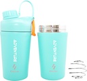 Ozizo Protein Mixing Cup for Protein Mixes, 20 Ounces Stainless Steel Protein Shaker Bottle, Insulated, Leak Proof, Odor Resistant, Small Cute Gym Mixer for Men, Women, Boys, Girls, Hot & Cold Drinks